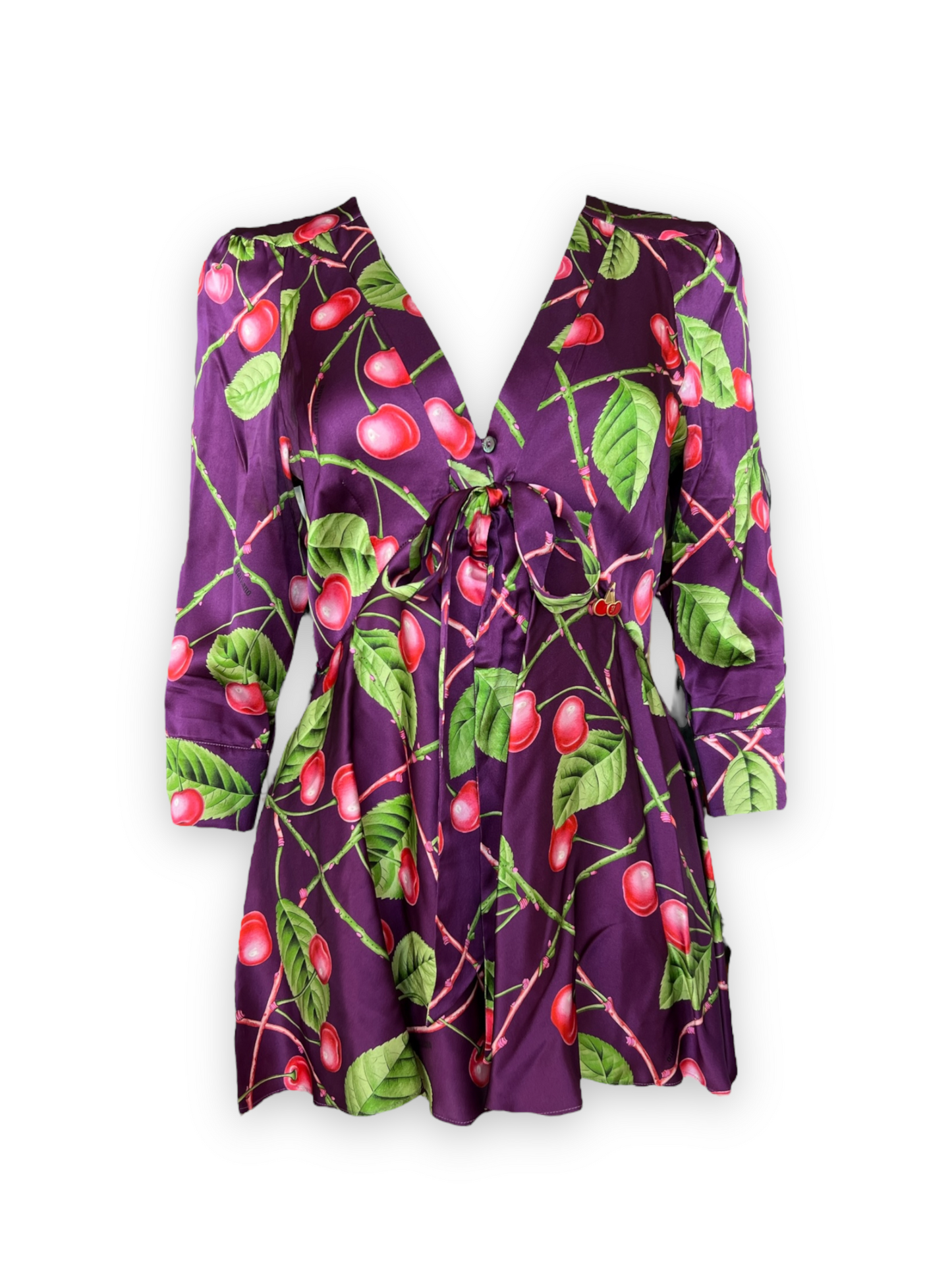 Galliano Cherry Print Satin Blouse
