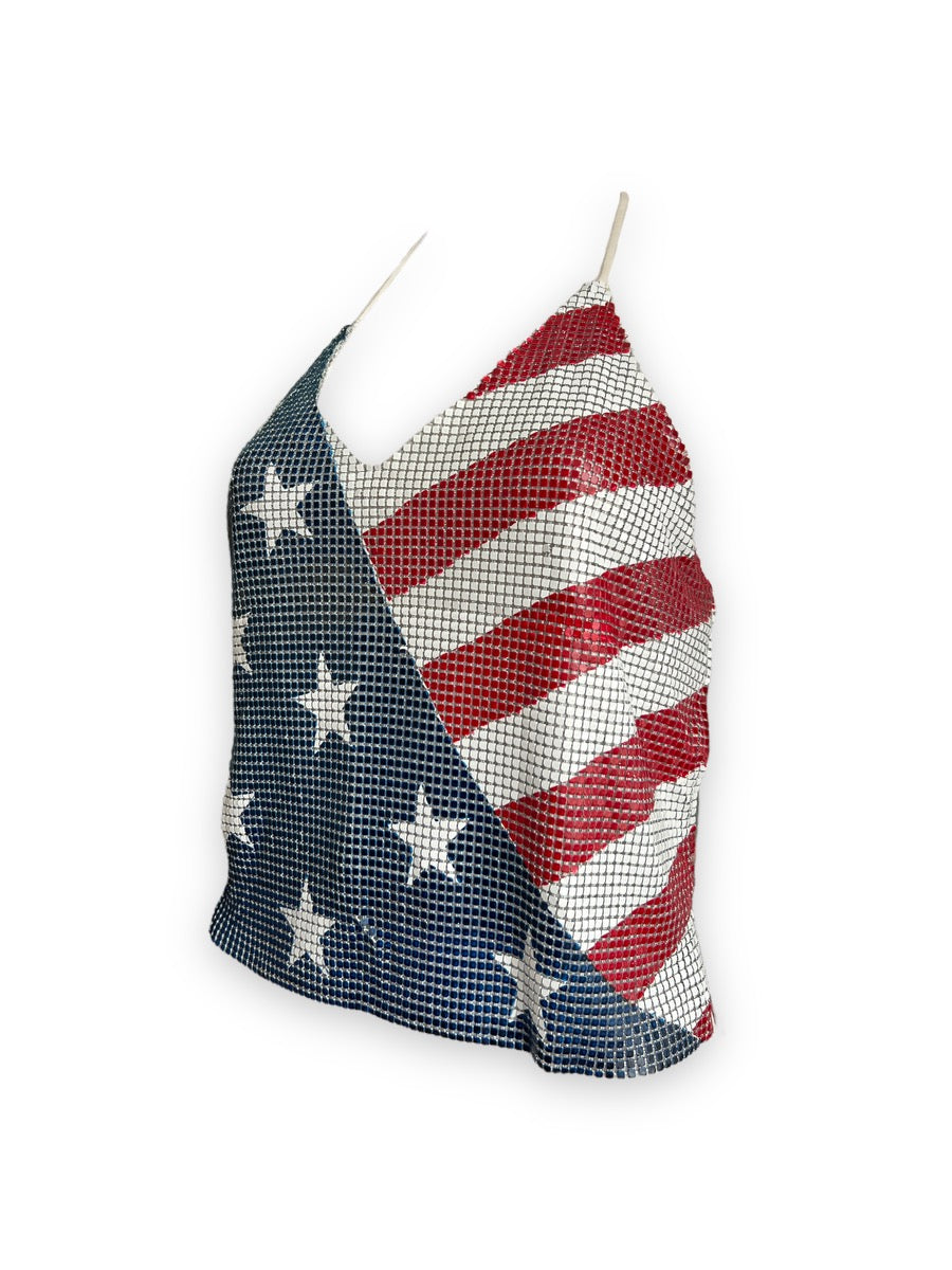 Vintage American Flag Chainmail Halter