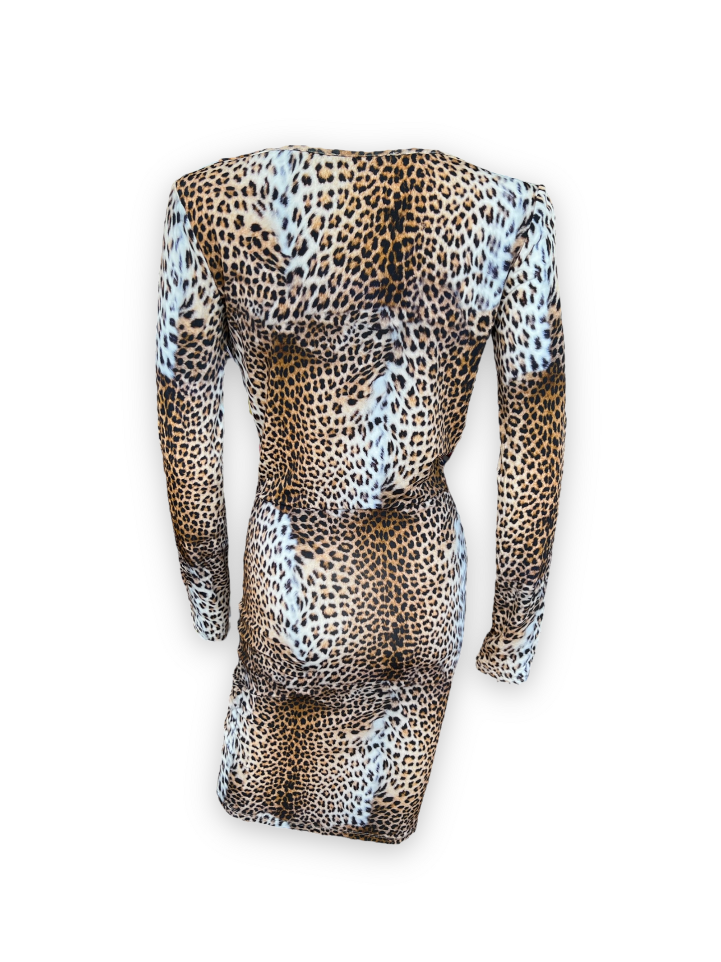 Blumarine Leopard Print Cowl Neck Midi-Dress