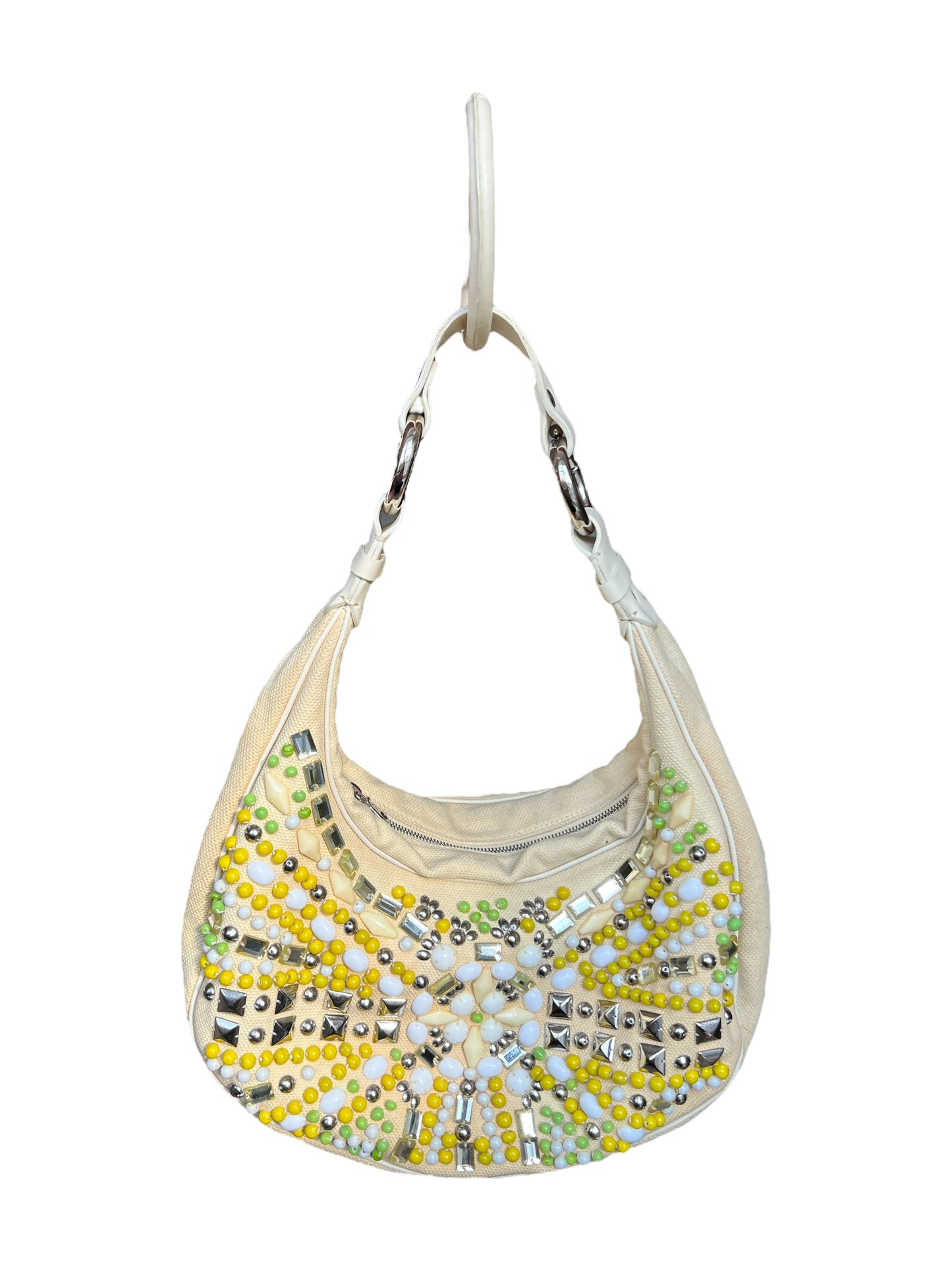2000s Chloé Beaded Canvas Hobo Bag