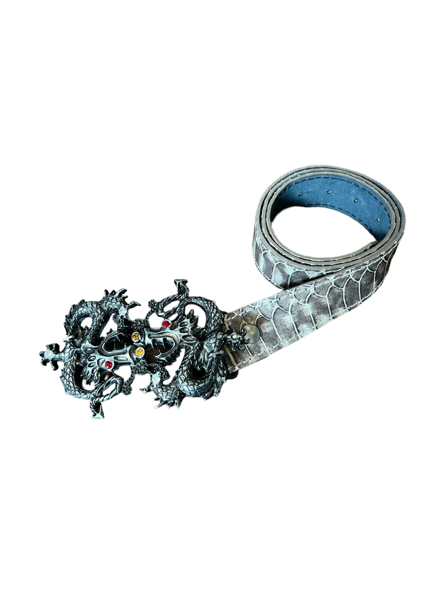 Vintage Dragon Buckle Leather Belt
