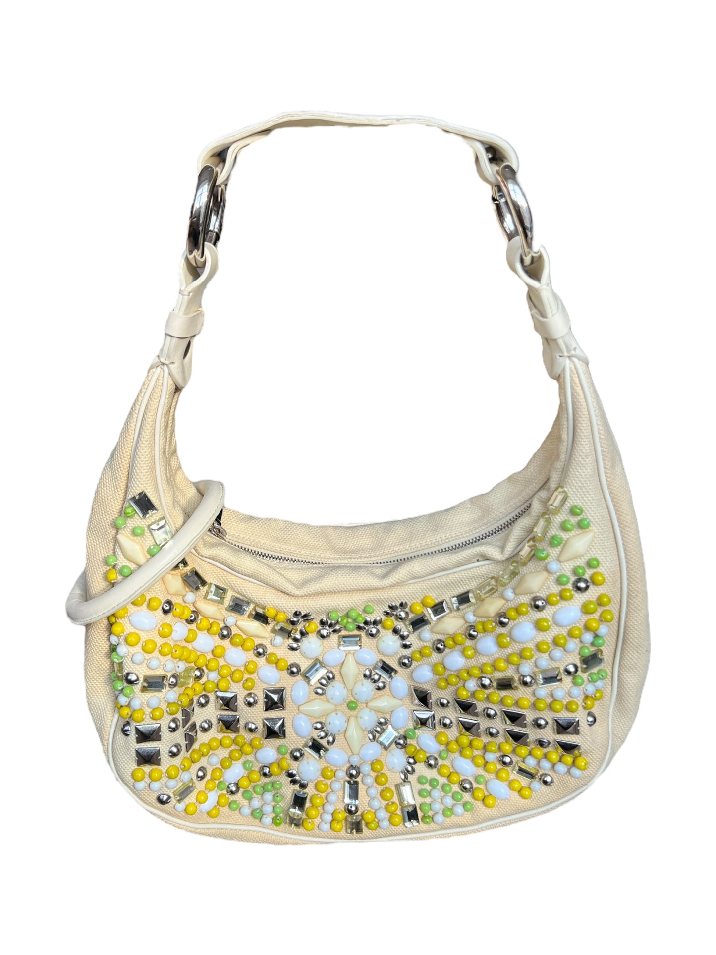 2000s Chloé Beaded Canvas Hobo Bag