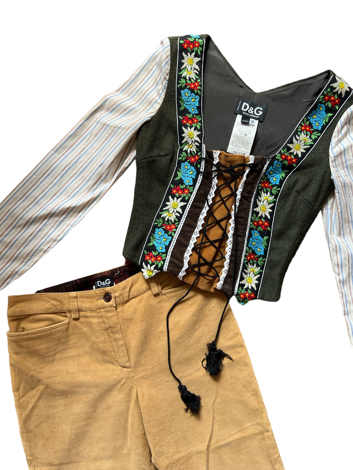 Dolce & Gabbana FW2002 Dirndl Corset + Capri Ensemble