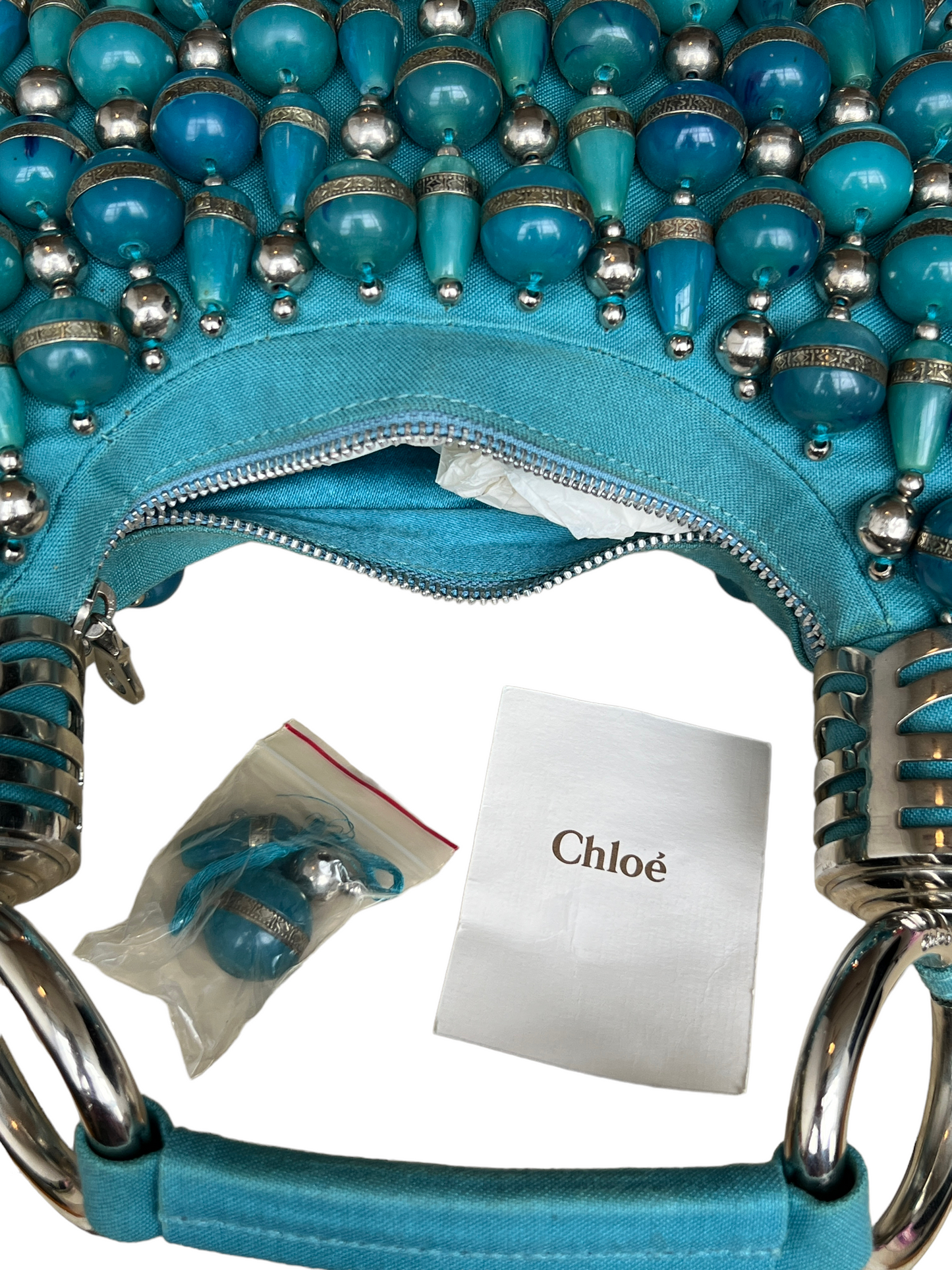 2000s Chloé Beaded Bracelet Bag - Blue