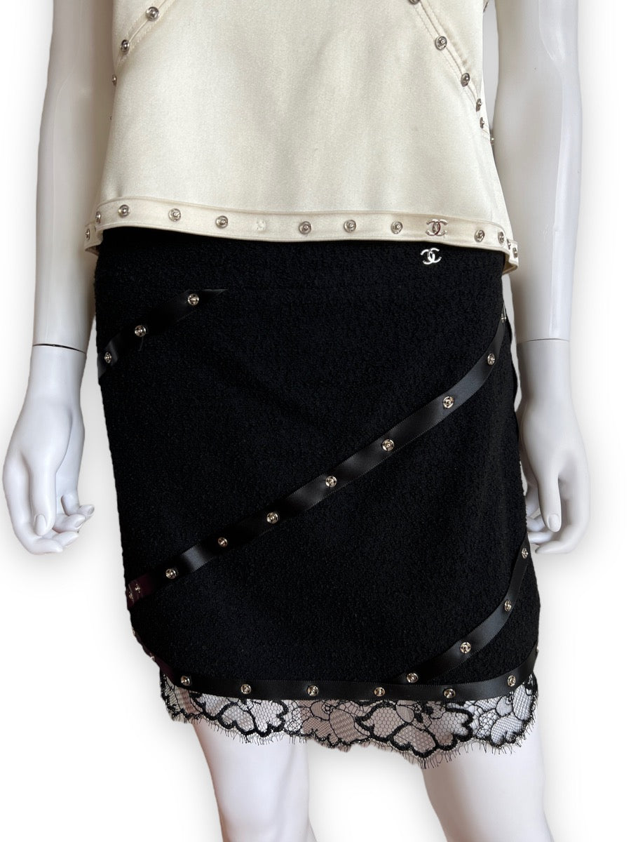 Chanel FW2003 Snap Silk Top & Skirt Ensemble