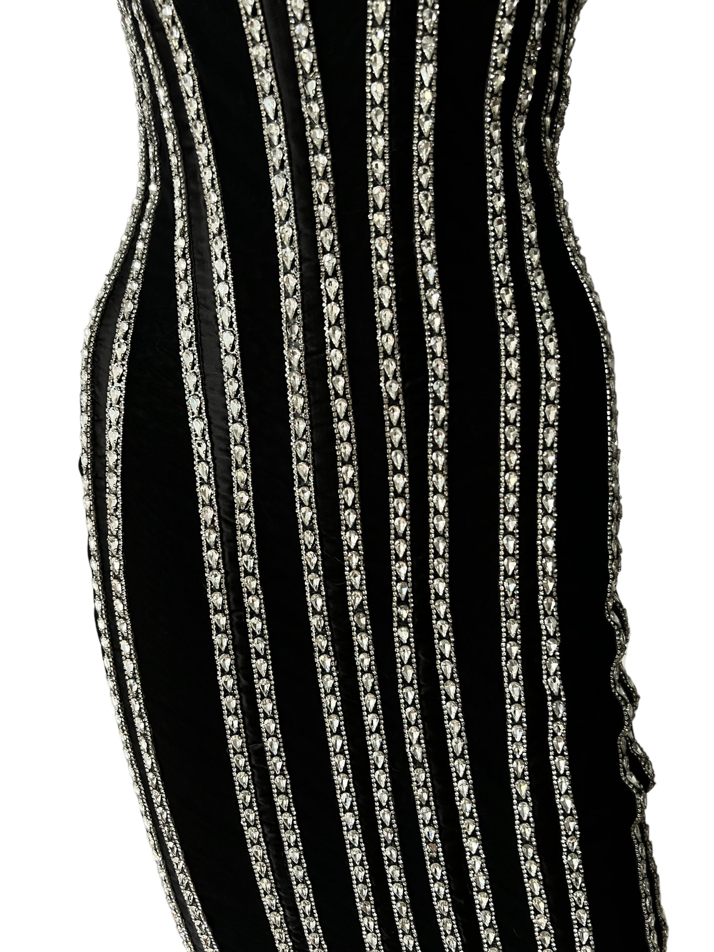 Crystal Embellished Double Layer Mesh Cocktail Dress