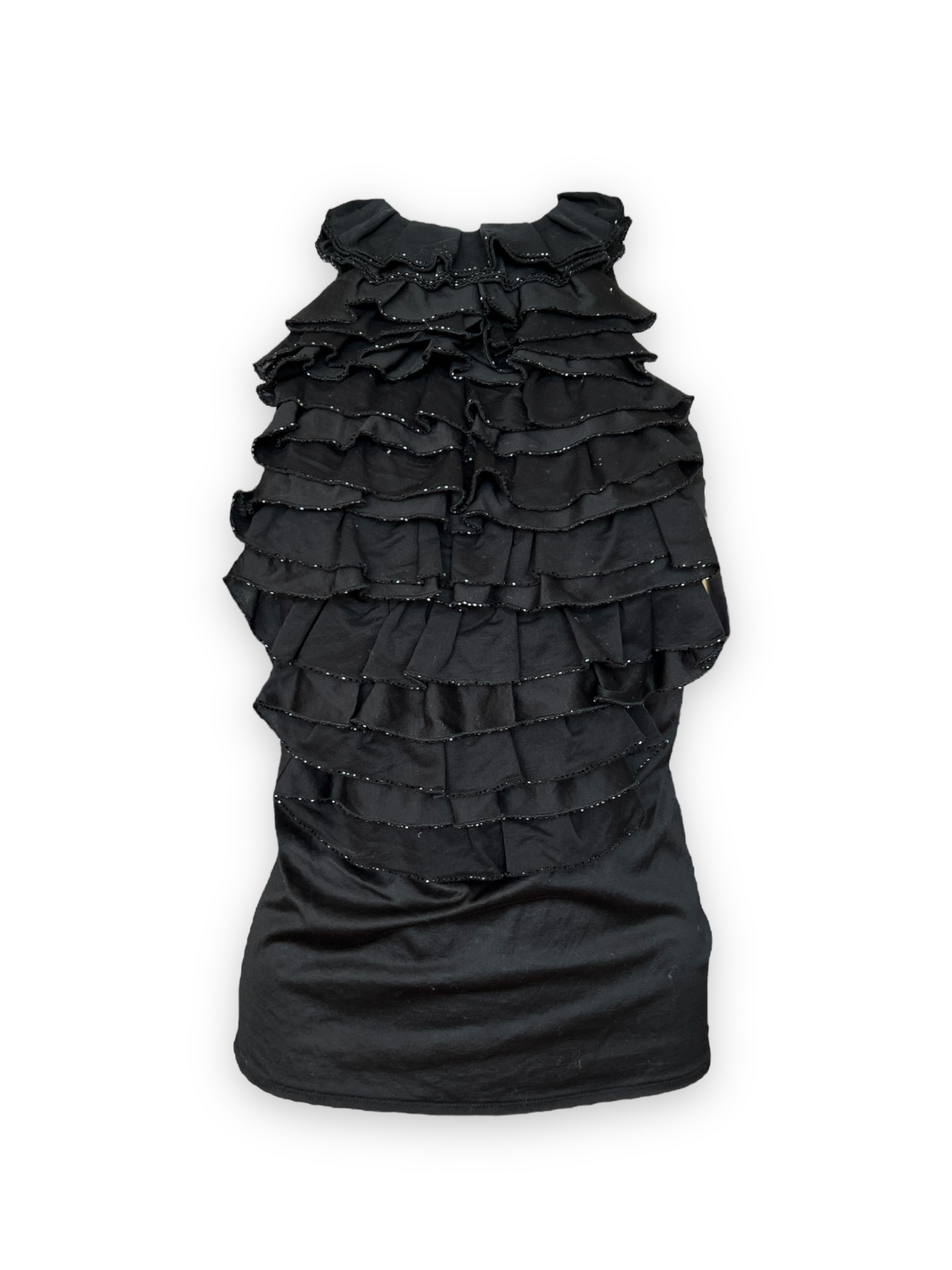 Ralph Lauren Vintage Beaded Ruffle Tank - Black