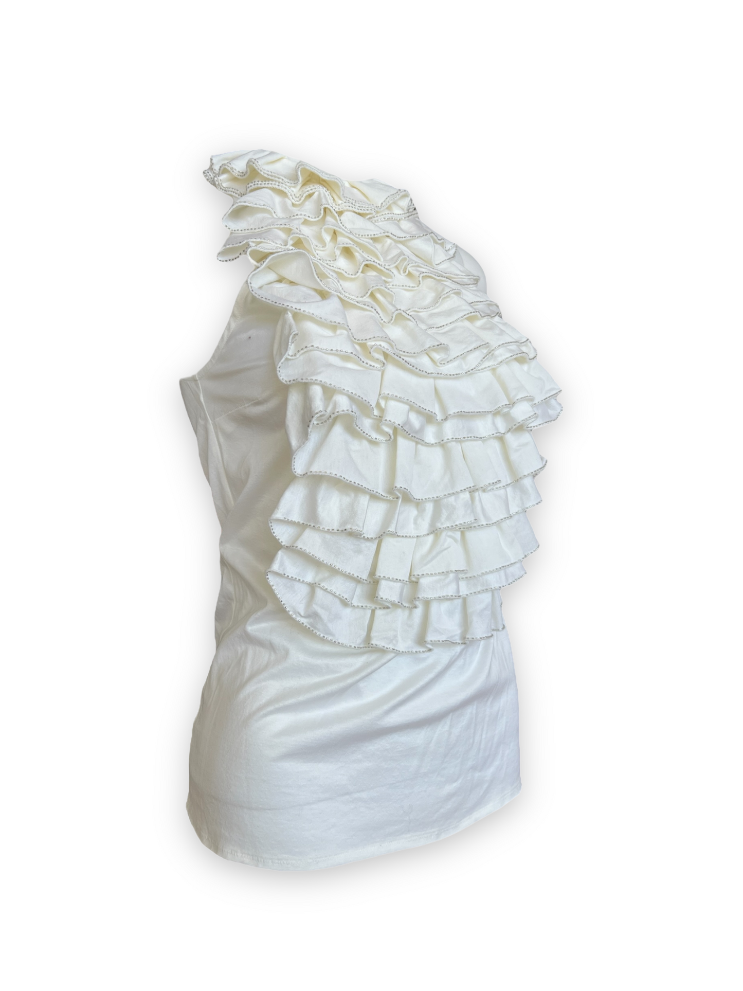 Ralph Lauren VIntage Beaded Ruffle Tank - White
