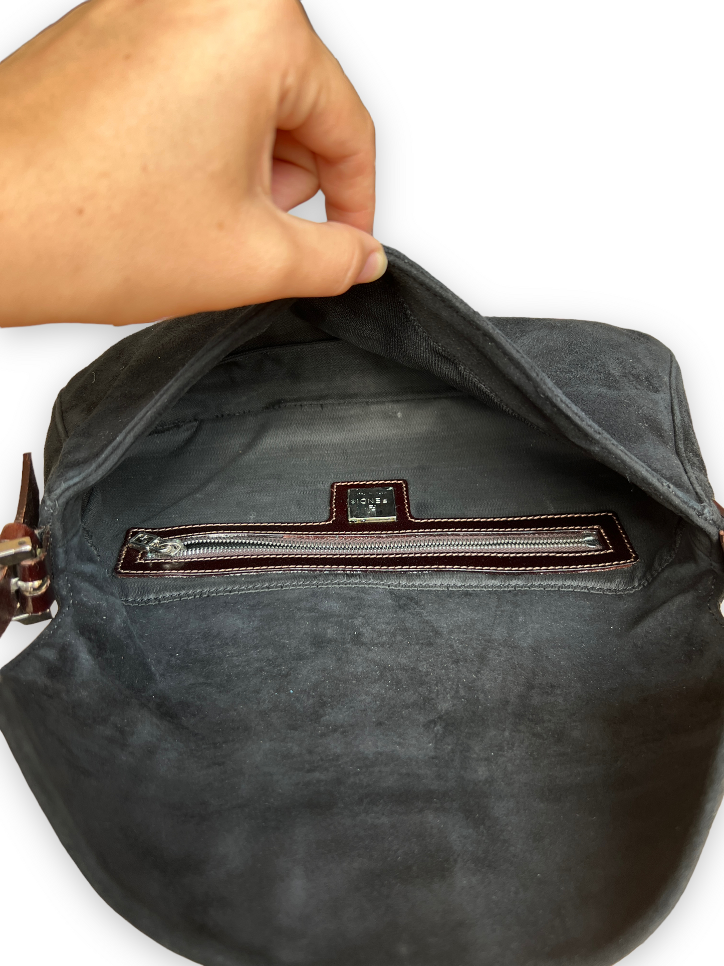 Fendi Baguette Bag - Black Suede