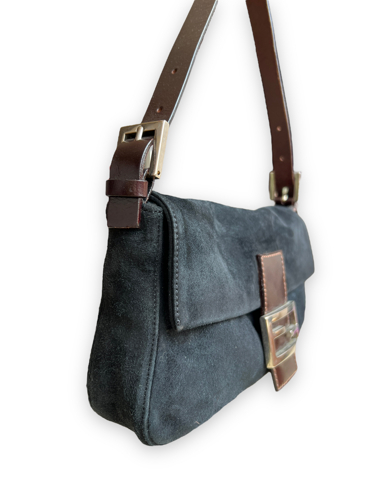 Fendi Baguette Bag - Black Suede