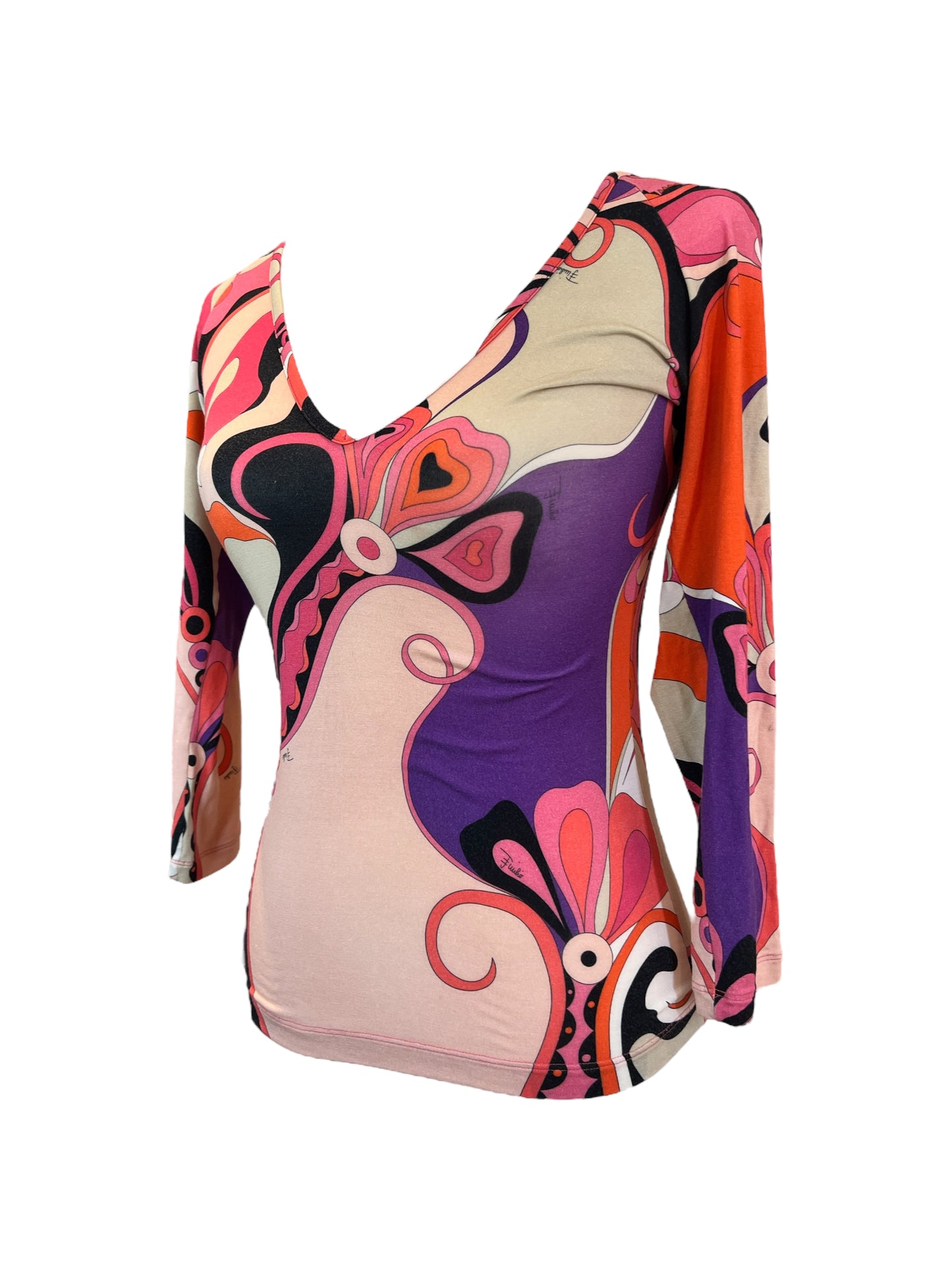 Pucci Print 3/4 Sleeve Top
