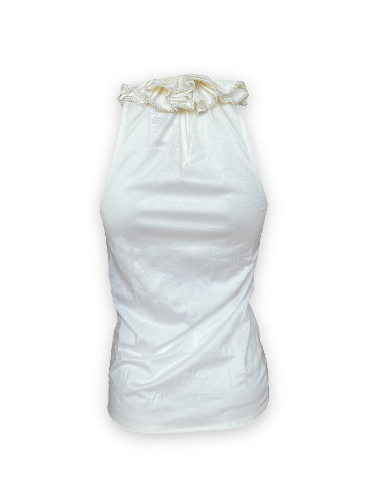 Ralph Lauren VIntage Beaded Ruffle Tank - White
