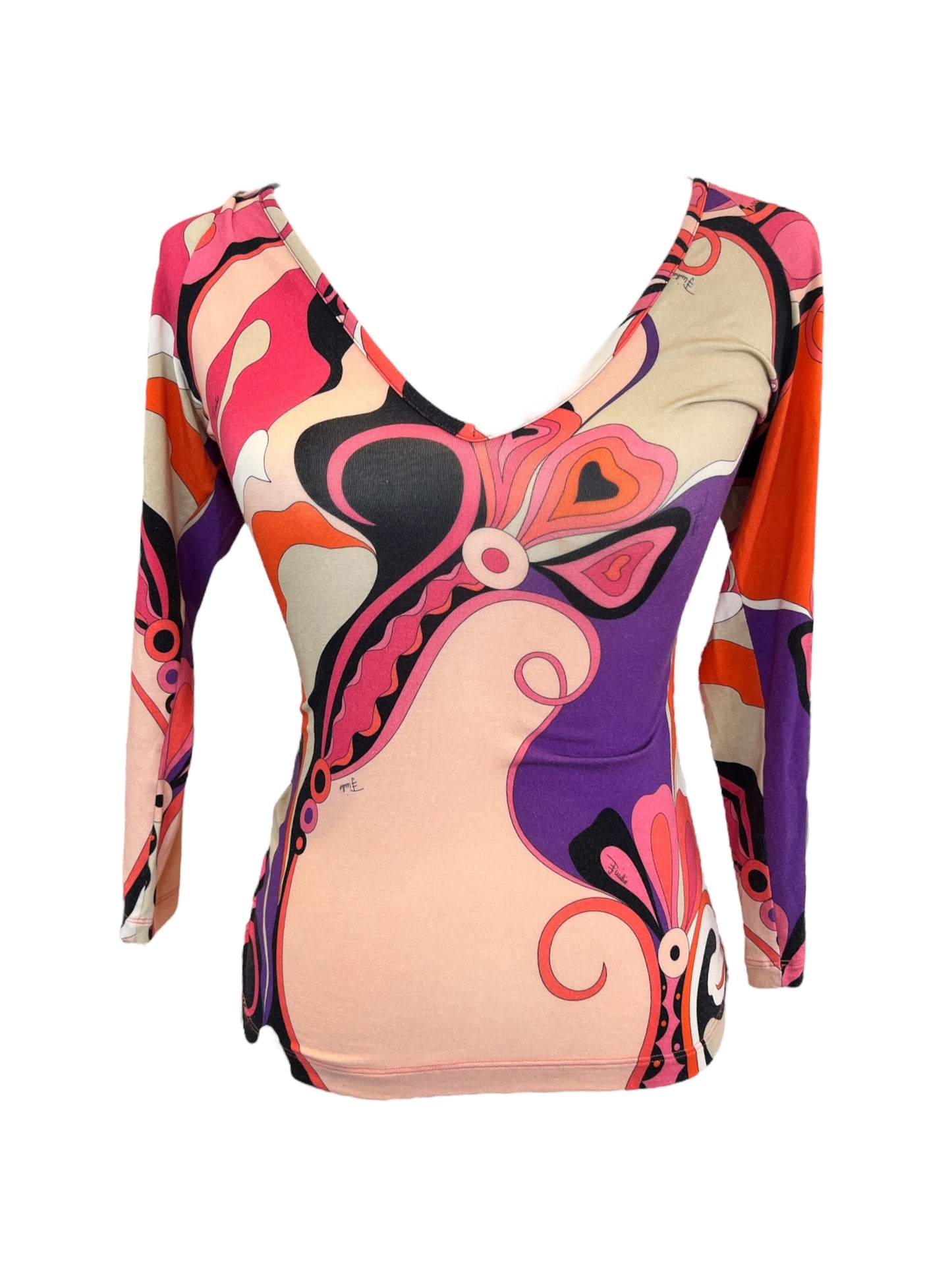 Pucci Print 3/4 Sleeve Top