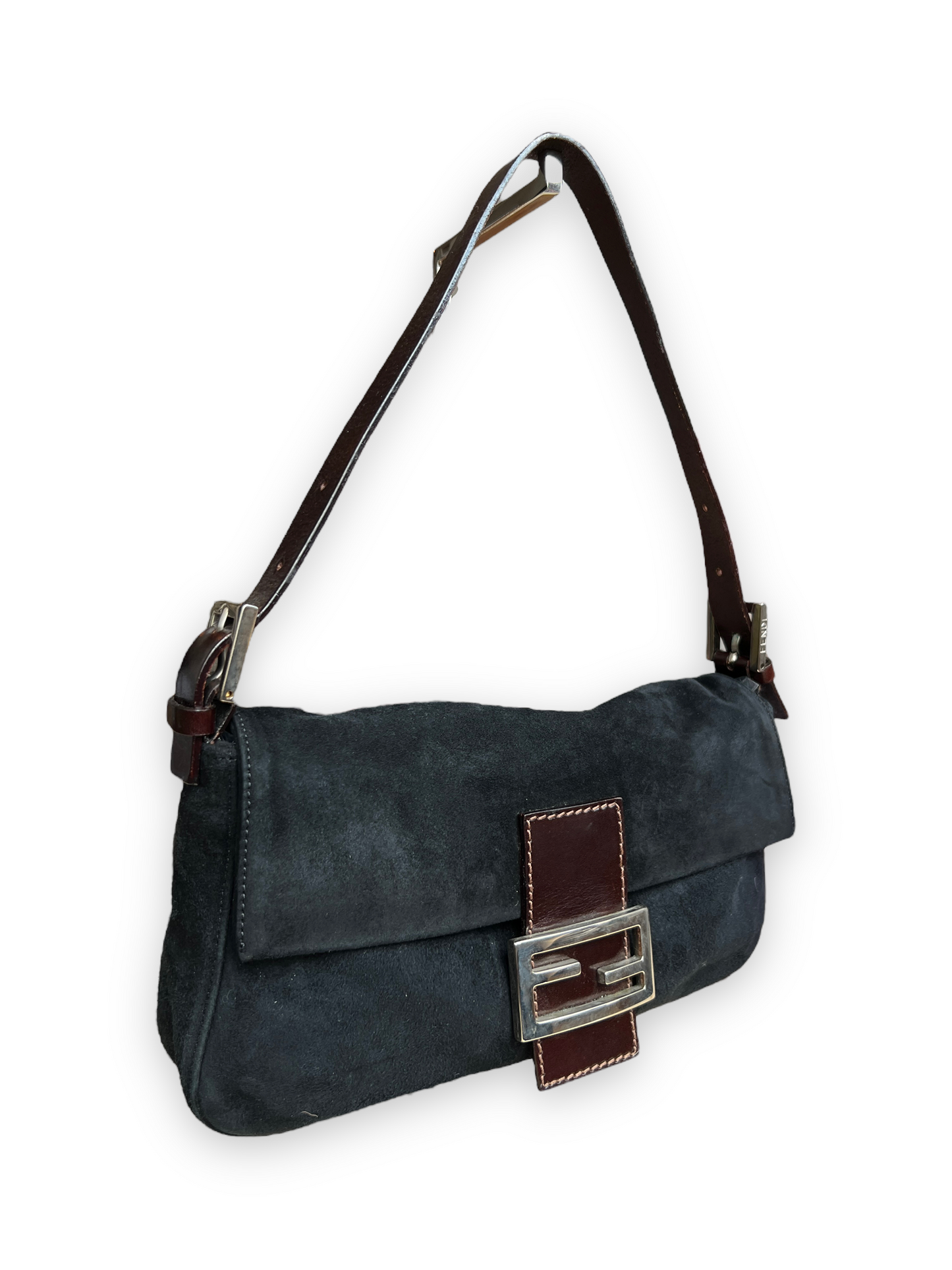 Fendi Baguette Bag - Black Suede