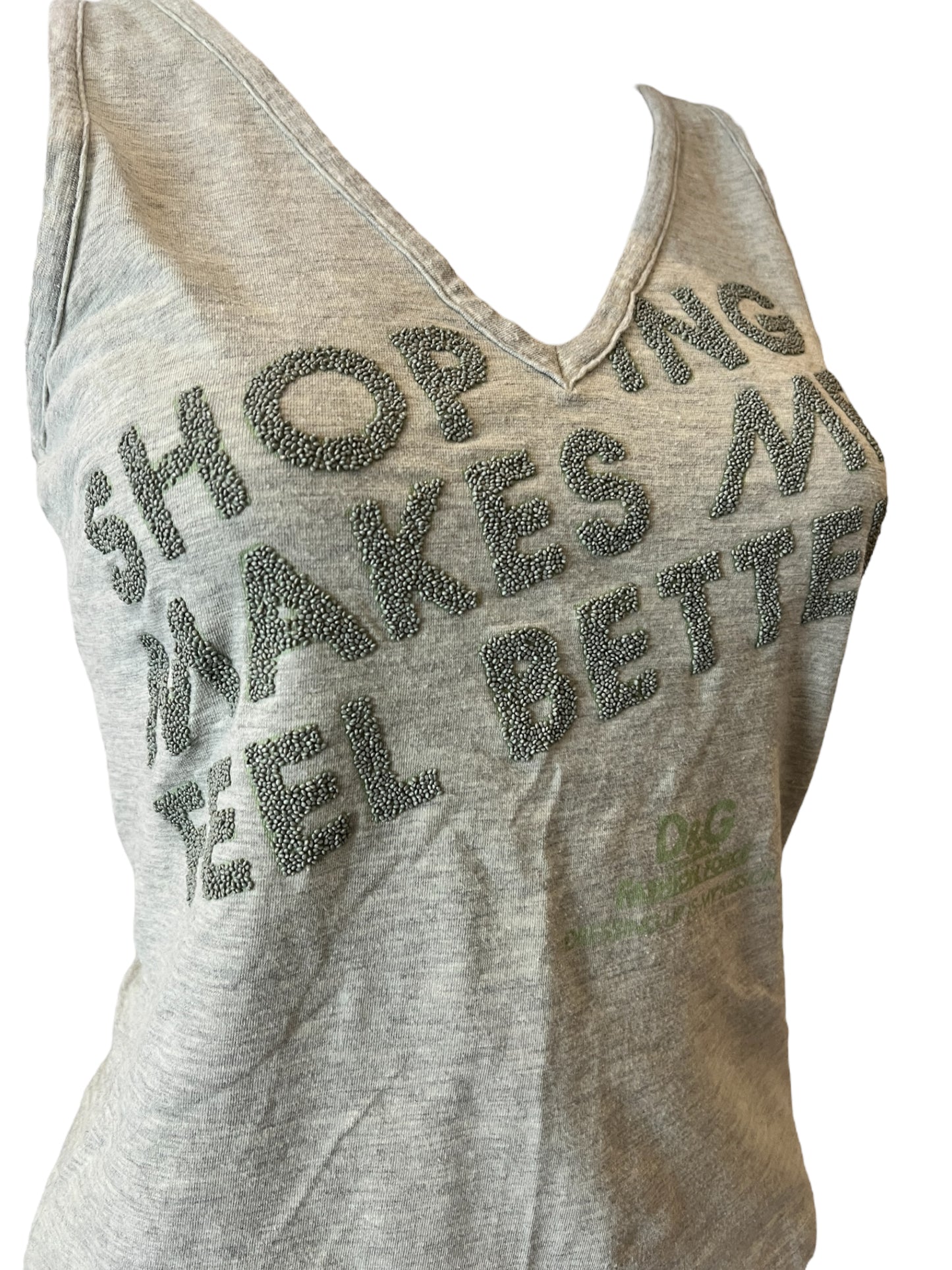 Dolce & Gabbana Shopping Makes Me Feel Better Beaded Tank