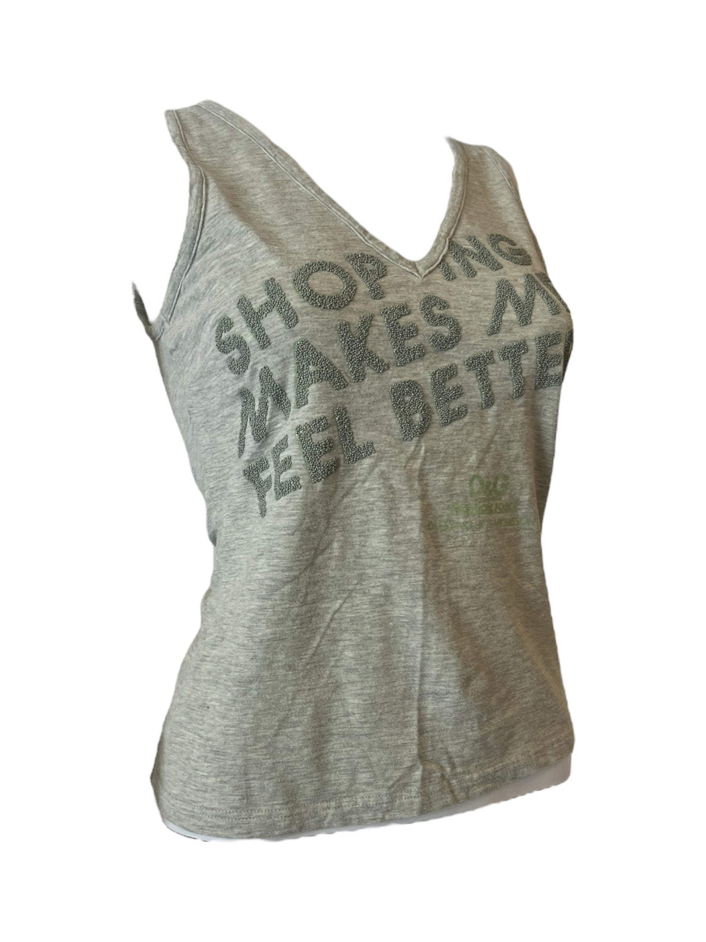 Dolce & Gabbana Shopping Makes Me Feel Better Beaded Tank