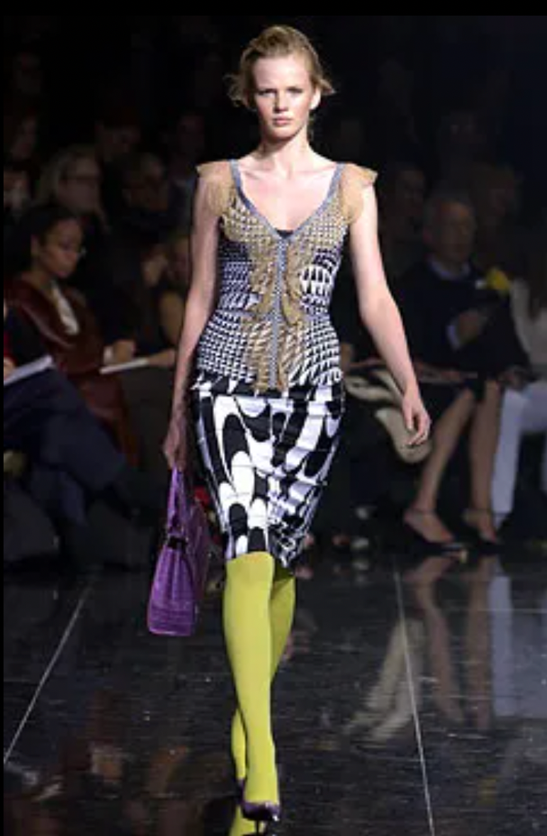 Dolce & Gabbana FW2003 B/W Lace-Up Midi Skirt