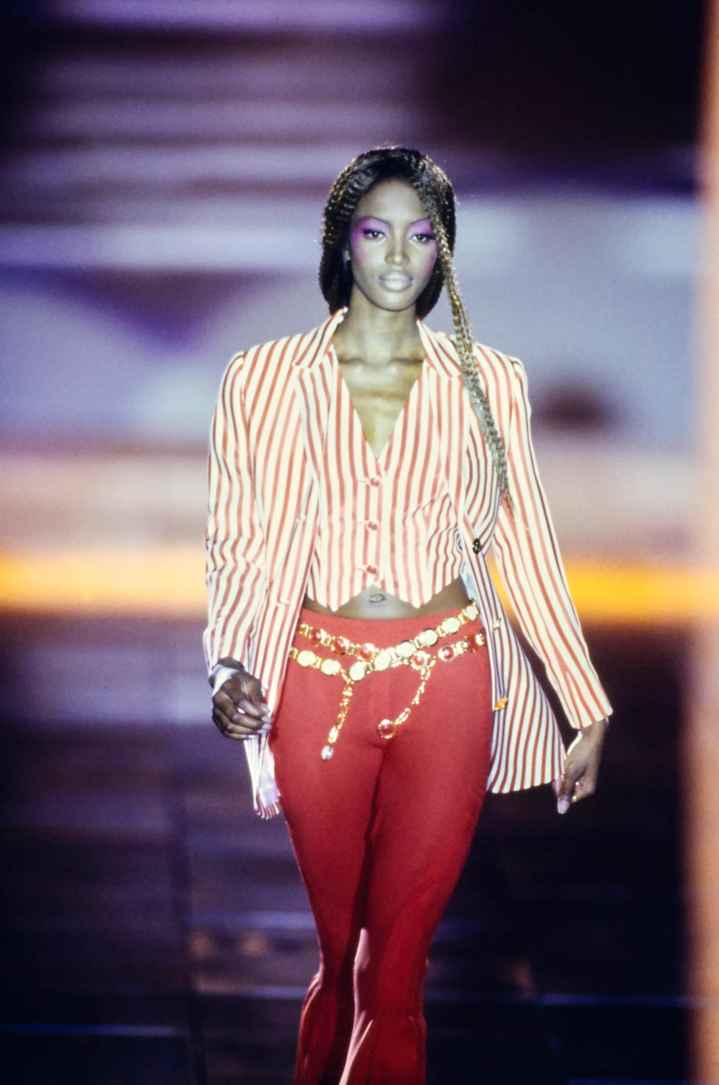 Gianni Versace Couture SS1993 Red/White Pinstripe Jacket and Skirt Set