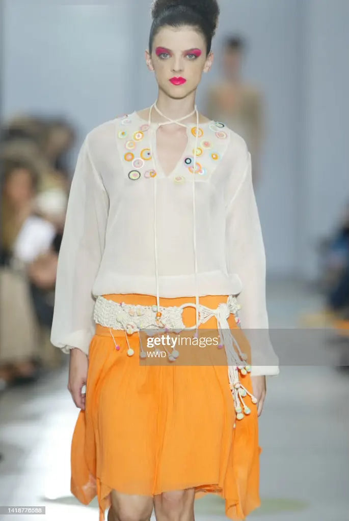 Maurizio Pecoraro SS2003 Chiffon & Sequin Peasant Blouse
