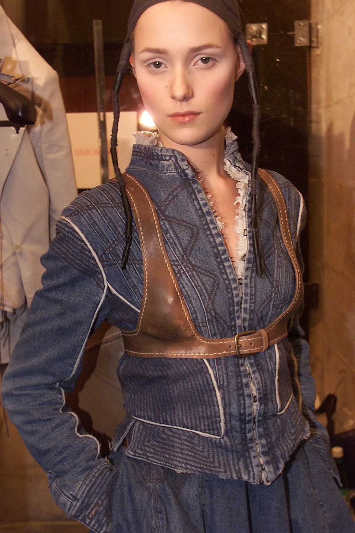 Alexander McQueen FW2002 Dark Wash Denim Corset Style Jacket