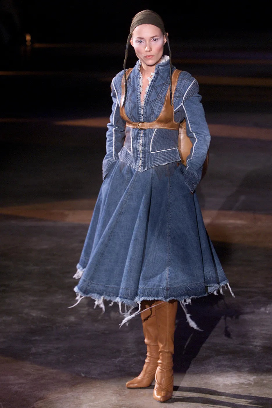 Alexander McQueen FW2002 Dark Wash Denim Corset Style Jacket
