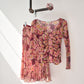 Blumarine Prairie Inspired Floral Long Sleeve + Silk Skirt Set