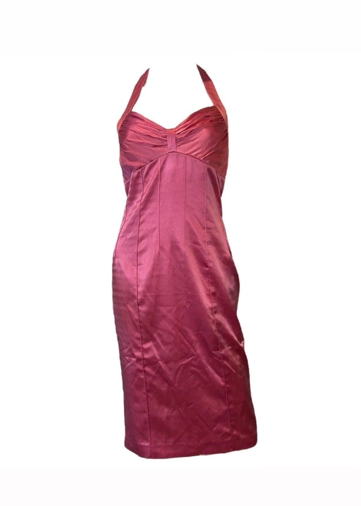 Betsey Johnson Pink 100% Silk Halter Dress