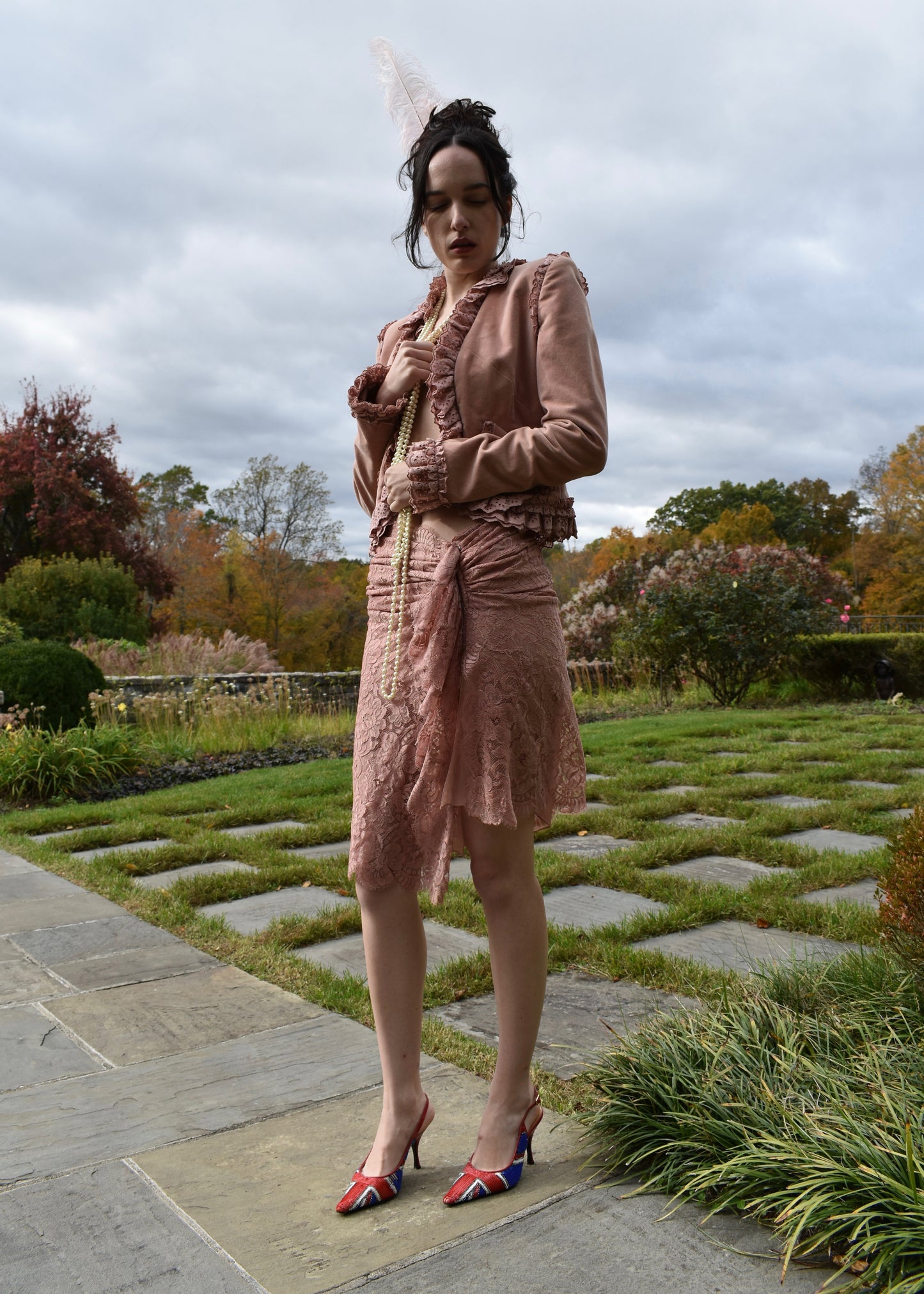 Dolce & Gabbana SS2005 Blush Pink Lace Skirt