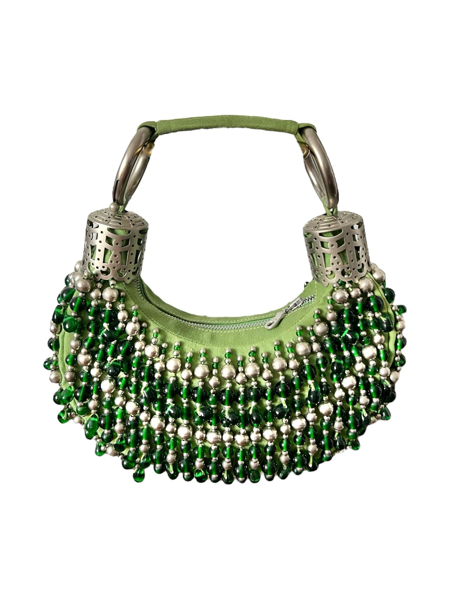 2000s Chloé Beaded Bracelet Bag- Green