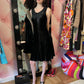 Miu Miu 90s Black Liquid Velvet Midi Dress