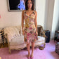Galliano Newsprint Floral Silk Midi Dress