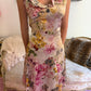 Galliano Newsprint Floral Silk Midi Dress