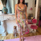 Valentino Rainbow Rose Print Silk Blouse & Skirt Set