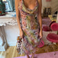Valentino Rainbow Rose Print Silk Blouse & Skirt Set
