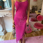 Vintage Pink Silk Hand-Beaded Gown
