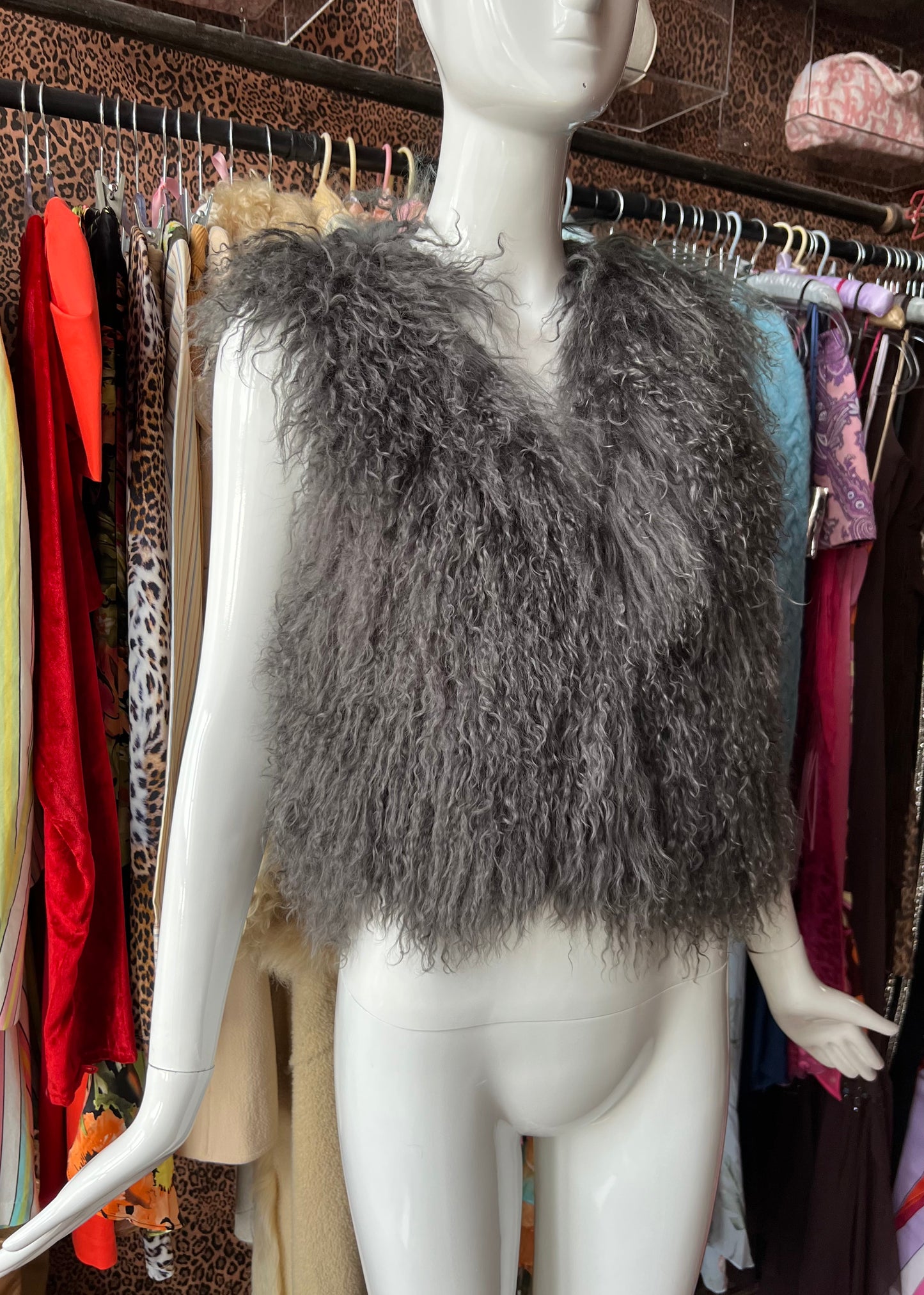 GOA Shearling Fur Vest- Grey