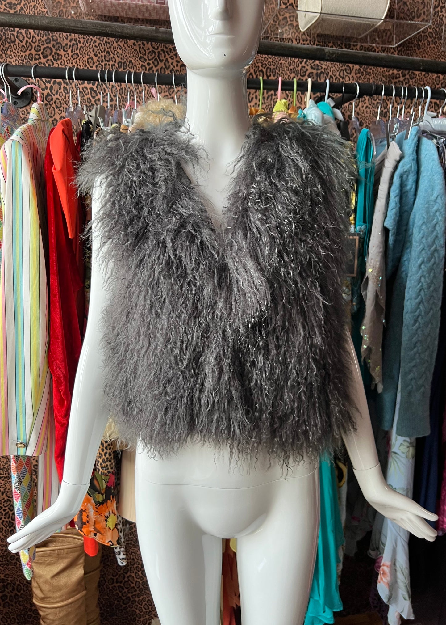 GOA Shearling Fur Vest- Grey