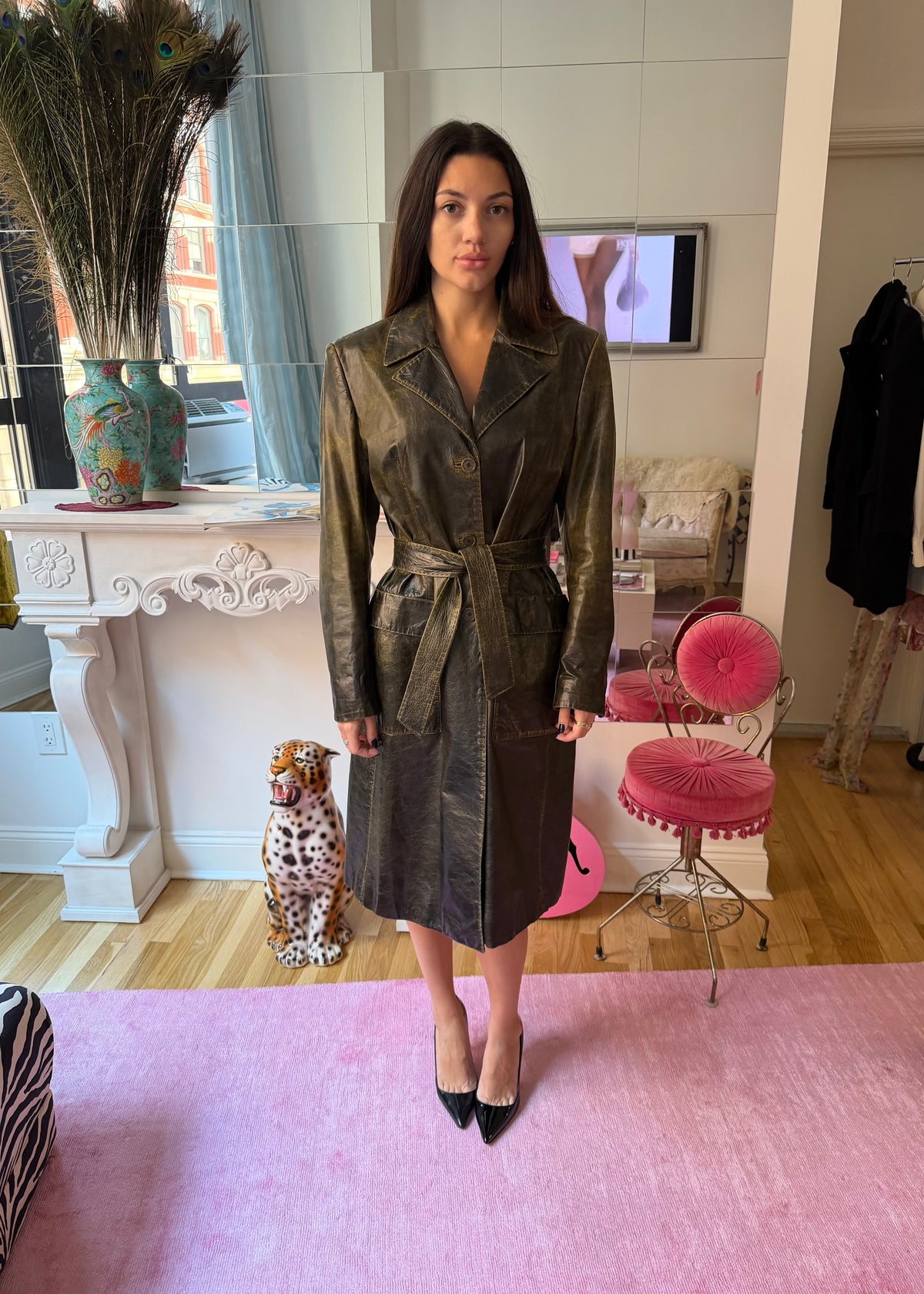 Roberto Cavalli Distressed Leather Trench