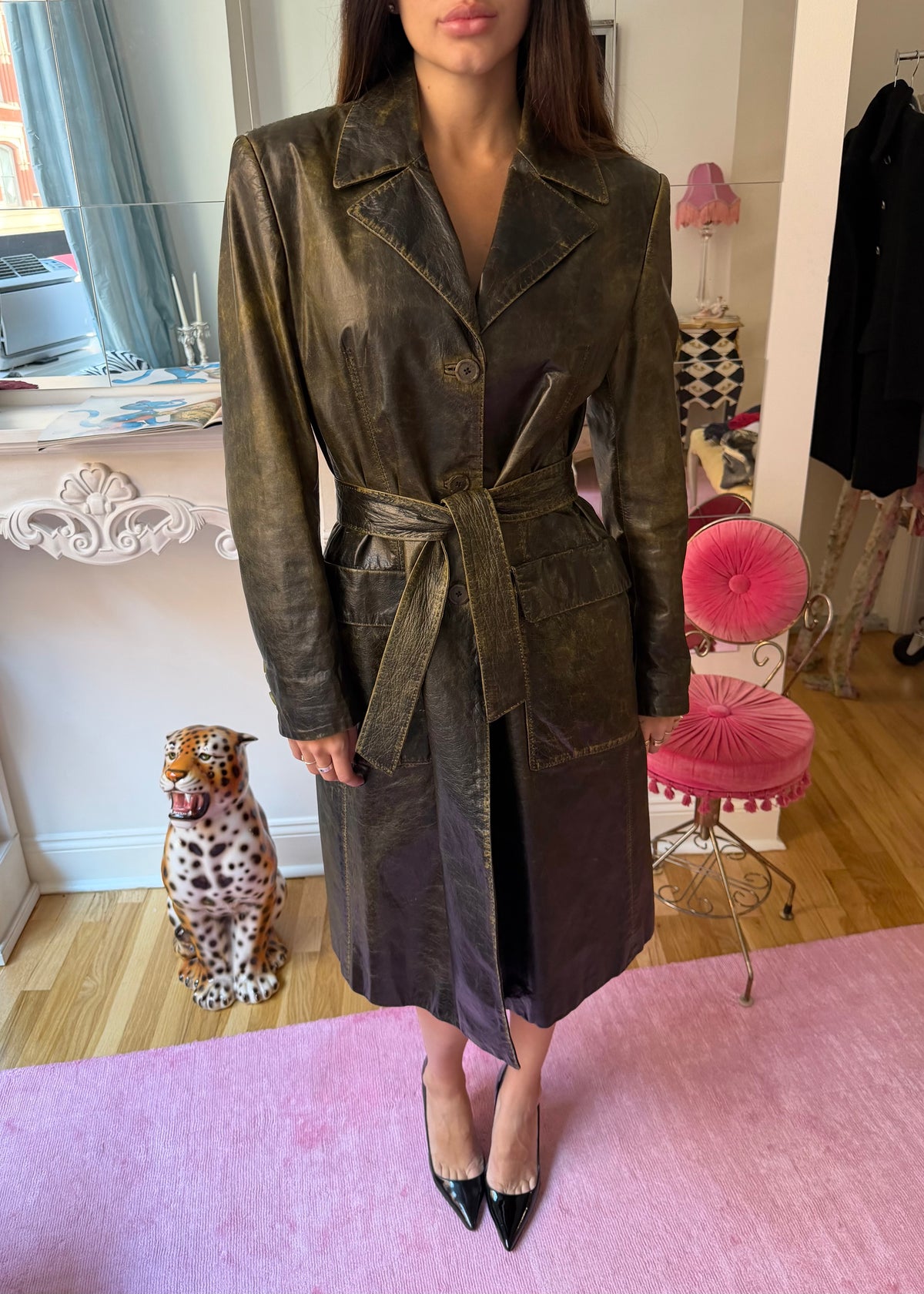 Roberto Cavalli Distressed Leather Trench