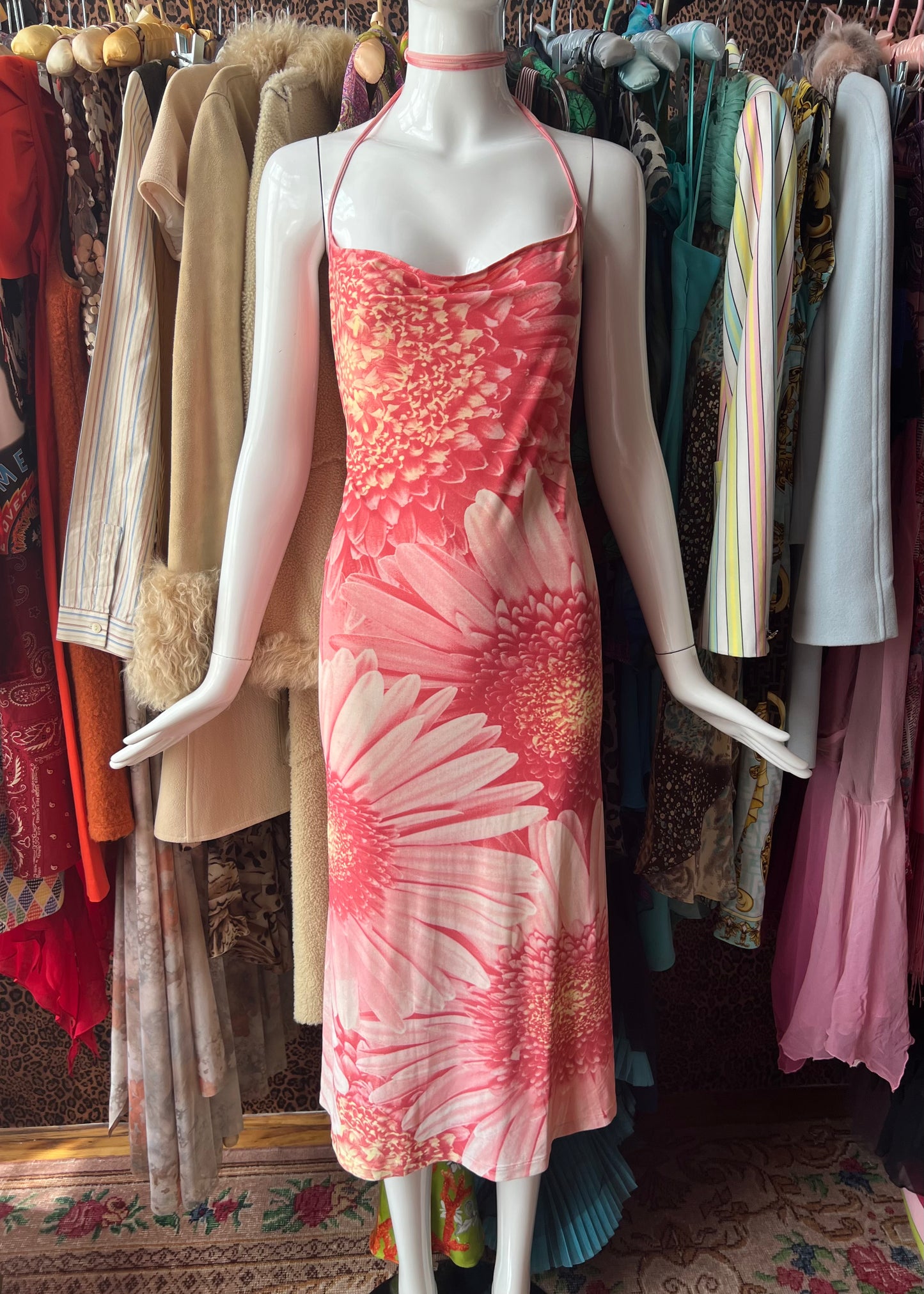 Roberto Cavalli SS2000 Floral Halter Tie Dress