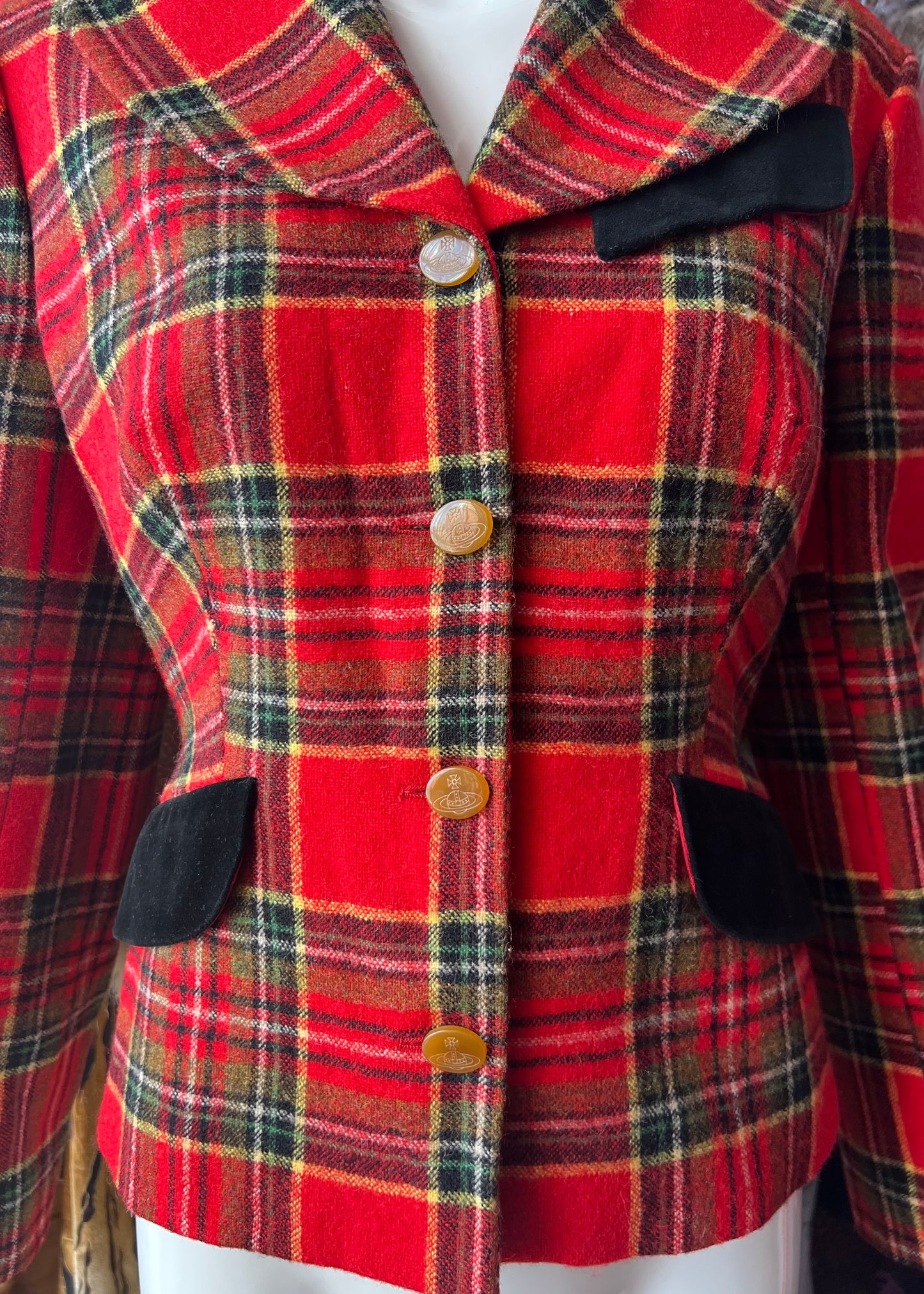 Vivienne Westwood 90s Red Tartan Wool Blazer