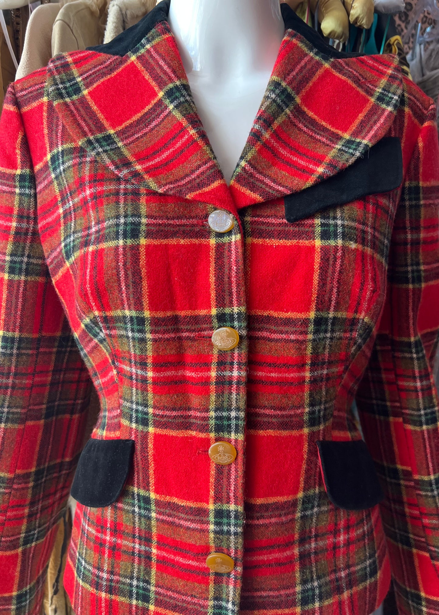 Vivienne Westwood 90s Red Tartan Wool Blazer