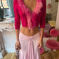 Blumarine Cropped Feather Cardigan