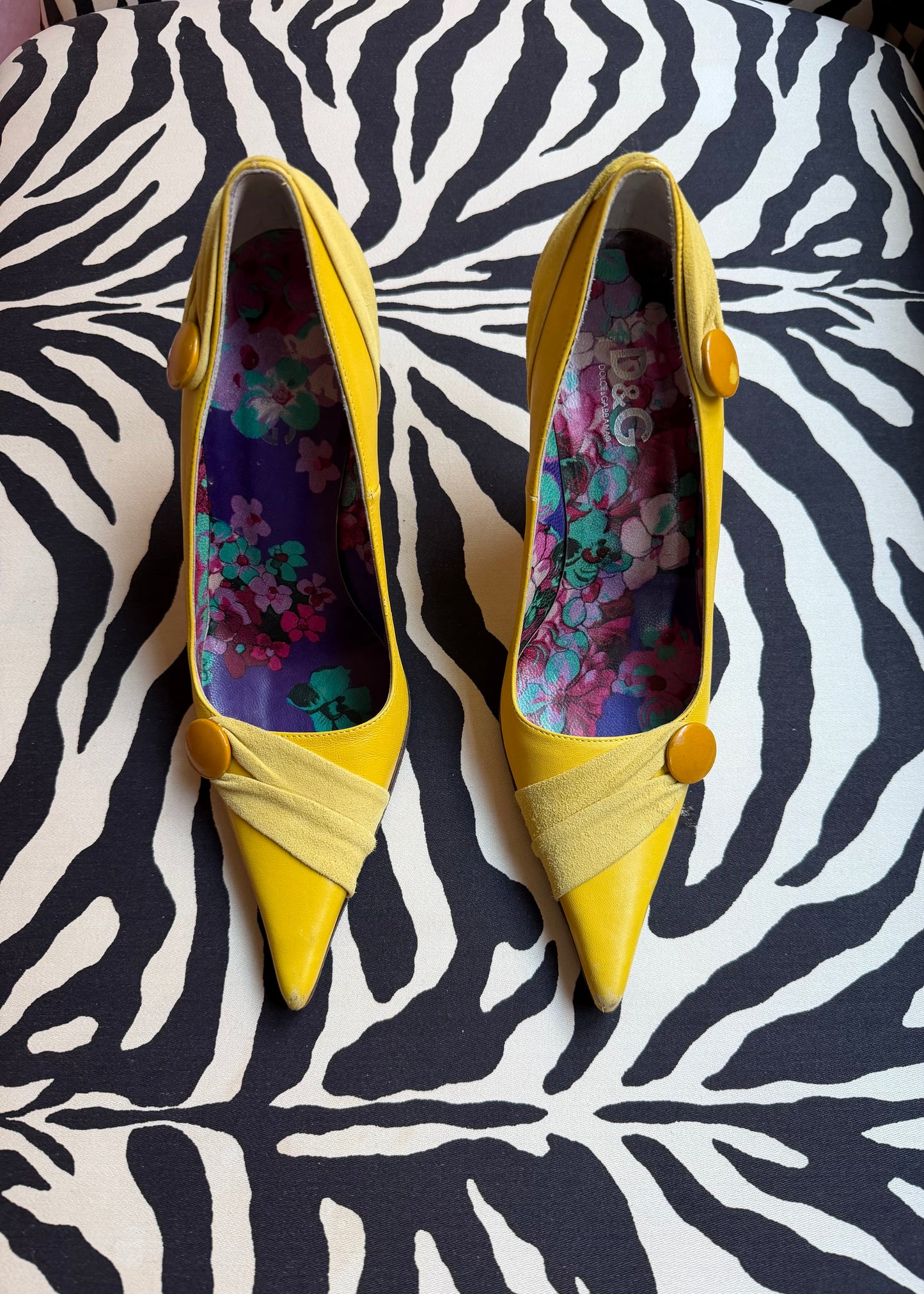 D&G Yellow Button Heels