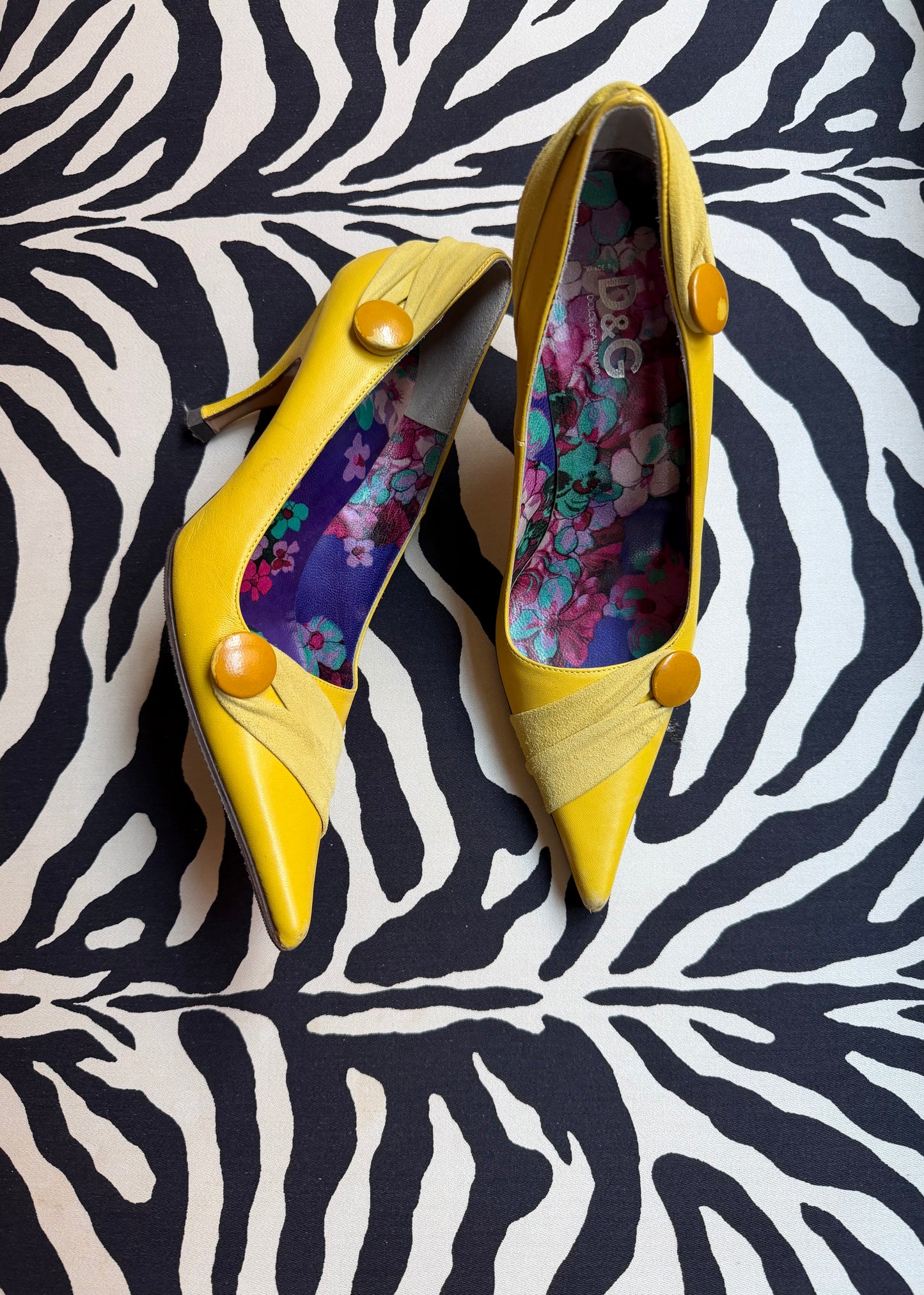 D&G Yellow Button Heels