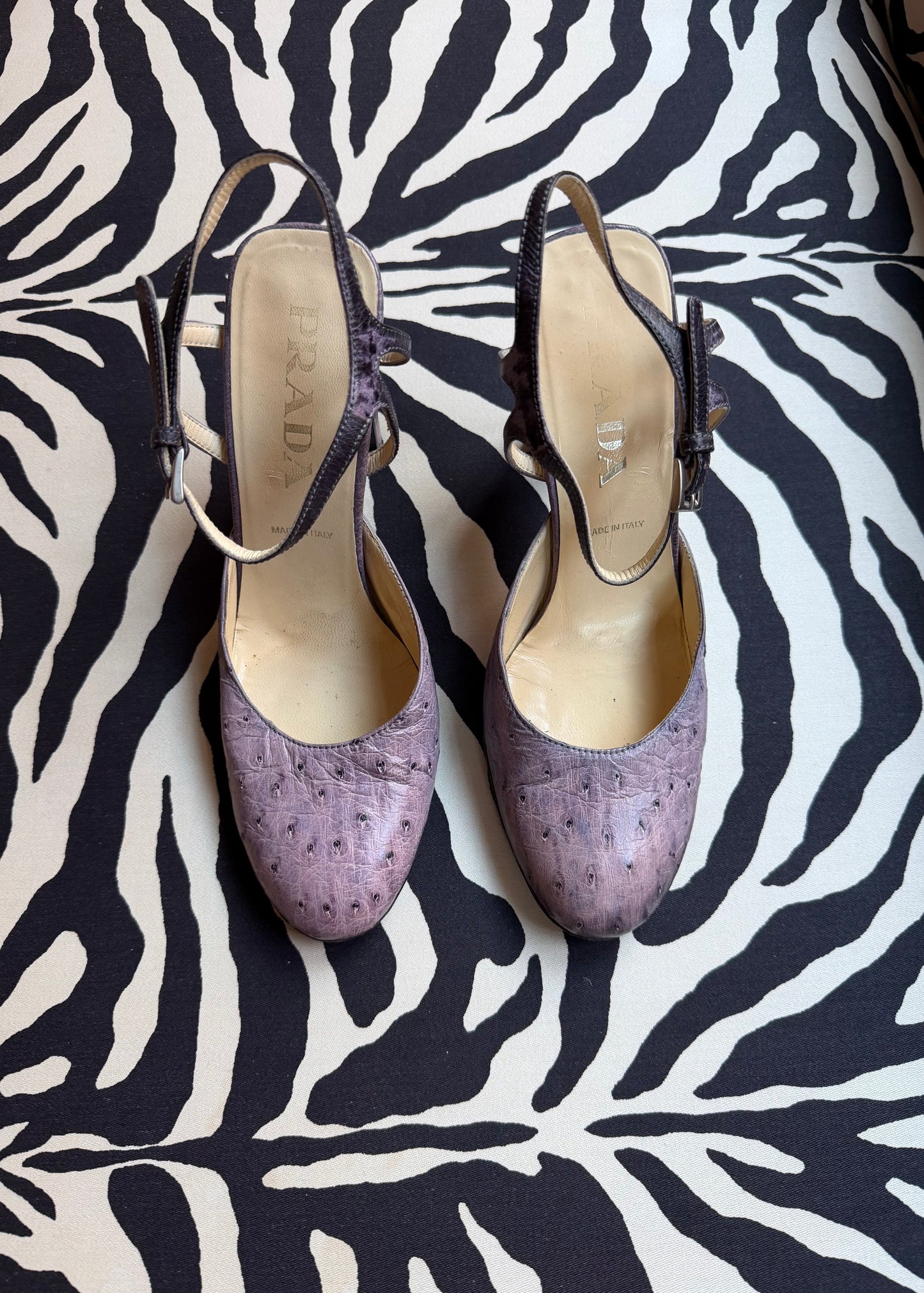 Prada Purple Ostrich Leather Heel