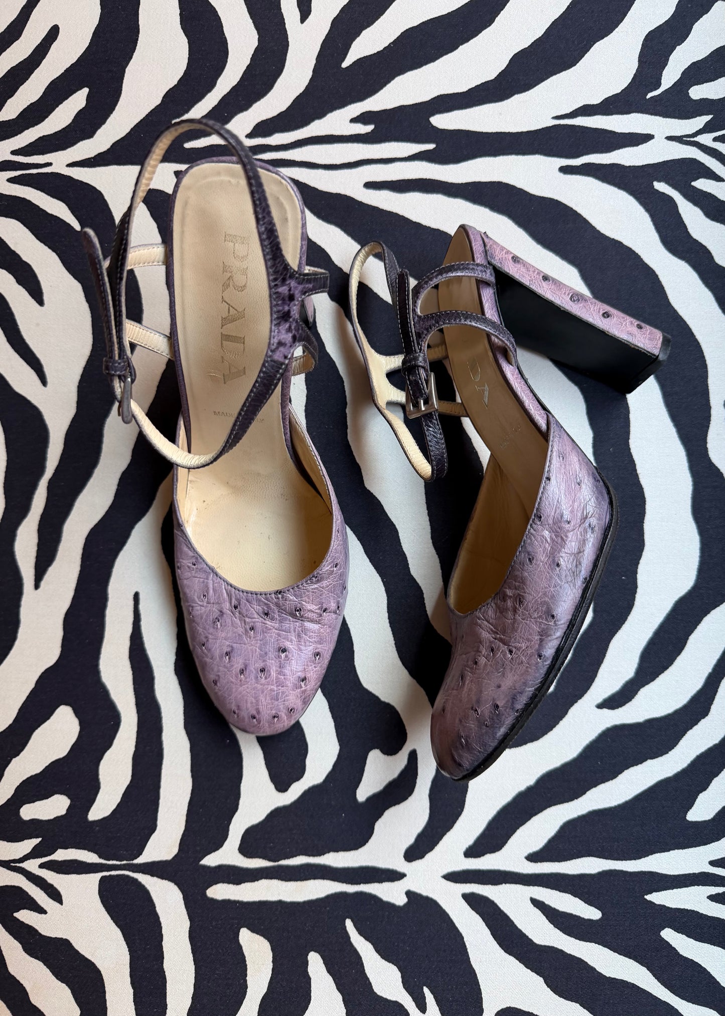 Prada Purple Ostrich Leather Heel