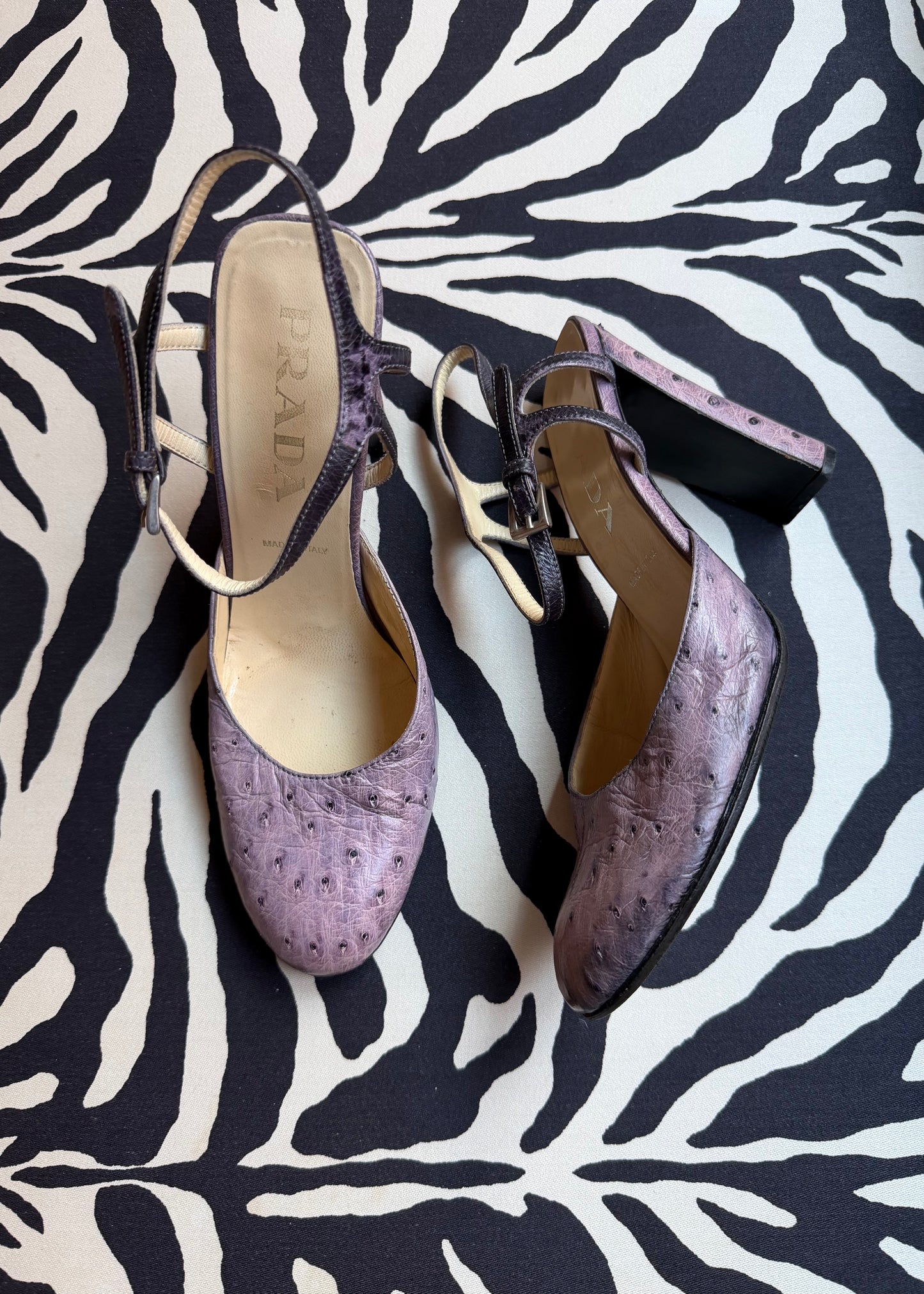 Prada Purple Ostrich Leather Heel