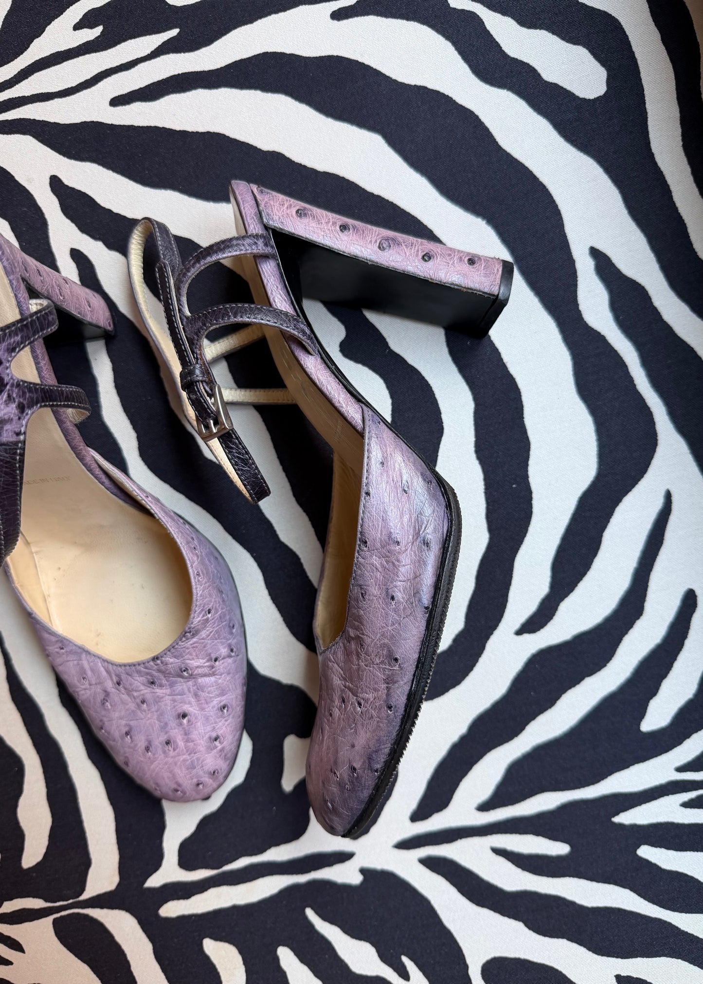 Prada Purple Ostrich Leather Heel