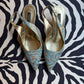 Dolce & Gabbana Gold/Blue Brocade Metallic Kitten Heels